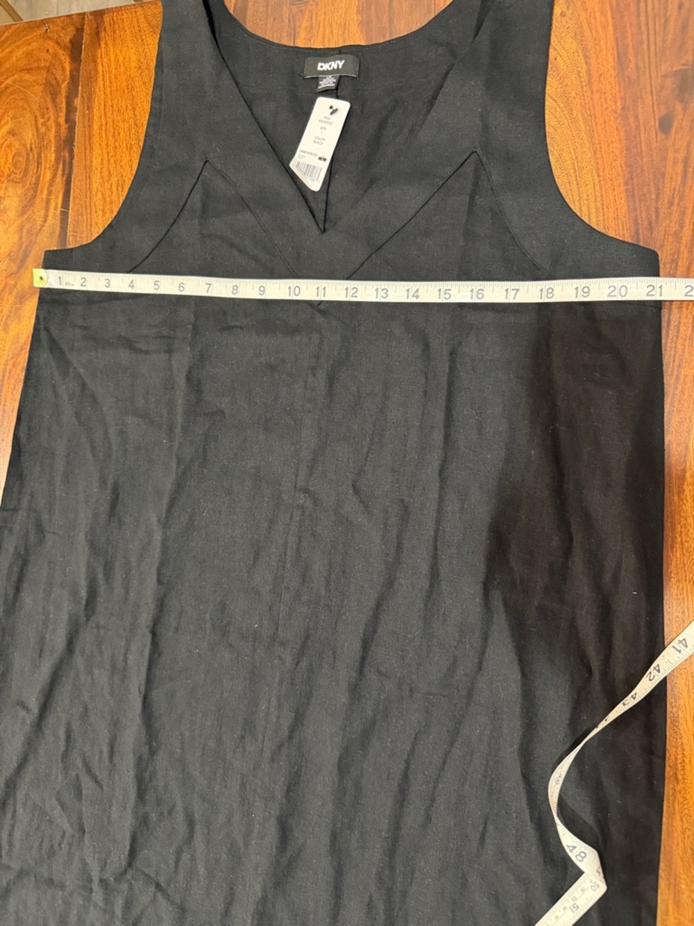 NWT DKNY Black Linen Sleeveless V-Neck Maxi Dress L | Side Slits | Quiet Luxury - Picture 6 of 7